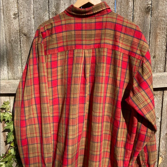 Vintage Red Ochre Plaid Shirt Flannel Lumberjack Work Shirt John Blair - Picture 8 of 14